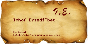 Imhof Erzsébet névjegykártya